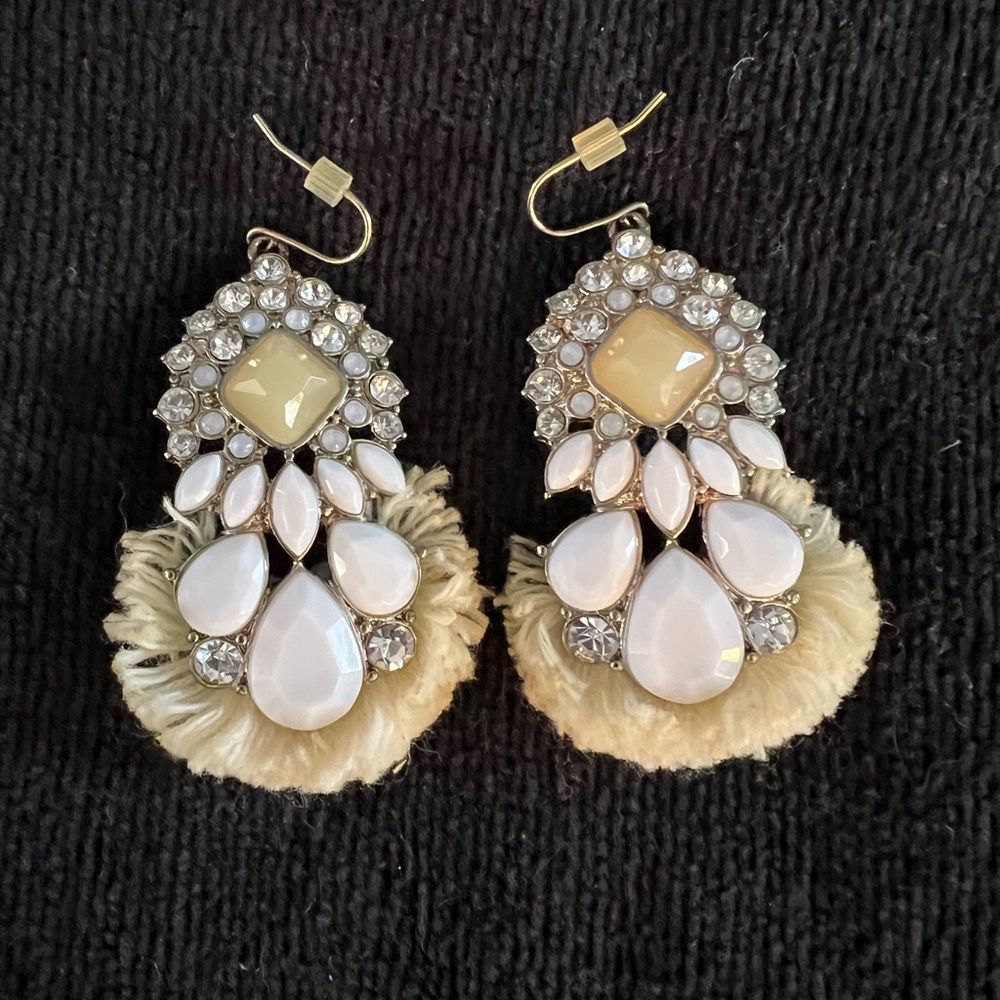 Banana Republic White Fringe Earrings